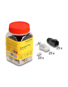 Delock Wtyczka Modułowa Rj45 Z Odgiętką, Cat.6A, Cat.7 I Nasadki Przeciwzagięciowe, Zestaw 25 Sztuk 2