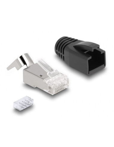 Delock Wtyczka Modułowa Rj45 Z Odgiętką, Cat.6A, Cat.7 I Nasadki Przeciwzagięciowe, Zestaw 25 Sztuk
