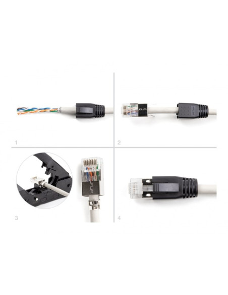 Delock Wtyczka Modułowa Rj45 Z Odgiętką, Cat.6A, Cat.7 I Nasadki Przeciwzagięciowe, Zestaw 25 Sztuk