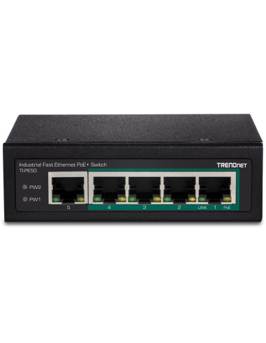 Switch Trendnet Ti-Pe50 - Niezarządzalny - 4 X 10/100 (Poe+) + 1 X 10/100 - Możliwość Montażu Na Szynie Din, Montaż Na Ścianie -
