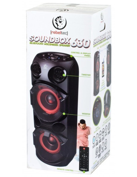 Rebeltec Soundbox 630 Przenośny Głośnik Bluetooth Stereo Czarny, 70W Rms