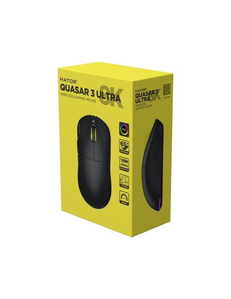 Hator Quasar 3 Ultra 8K Wireless Myszka Gaming Oburęczny Rf Wireless + Bluetooth + Usb Type-A Optyczny 30000 Dpi