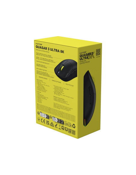 Hator Quasar 3 Ultra 8K Wireless Myszka Gaming Oburęczny Rf Wireless + Bluetooth + Usb Type-A Optyczny 30000 Dpi