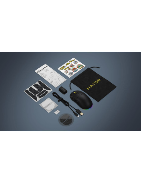 Hator Quasar 3 Ultra 8K Wireless Myszka Gaming Oburęczny Rf Wireless + Bluetooth + Usb Type-A Optyczny 30000 Dpi