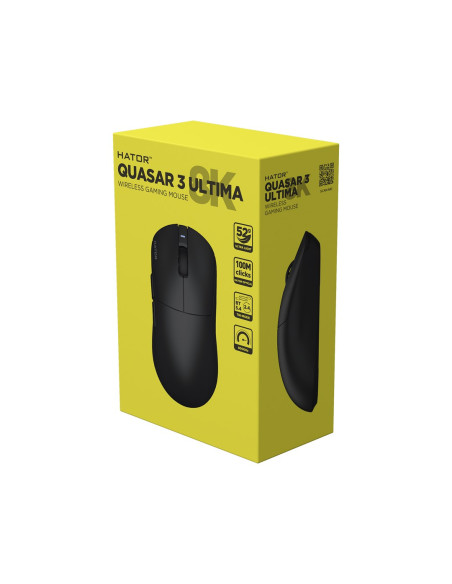 Hator Quasar 3 Ultima 8K Wireless Myszka Gaming Po Prawej Stronie Rf Wireless + Bluetooth + Usb Type-C Optyczny 30000 Dpi