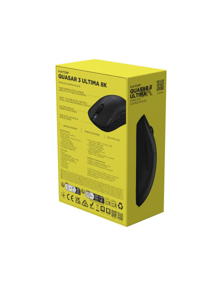 Hator Quasar 3 Ultima 8K Wireless Myszka Gaming Po Prawej Stronie Rf Wireless + Bluetooth + Usb Type-C Optyczny 30000 Dpi