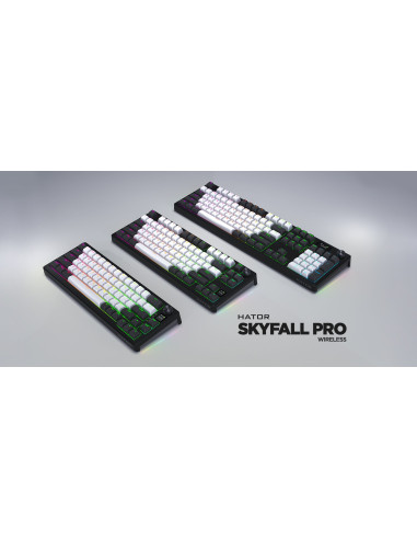 Hator Skyfall Pro Wireless 100 Klawiatura Gaming Usb + Rf Wireless + Bluetooth Qwerty Us English Czarny, Szary