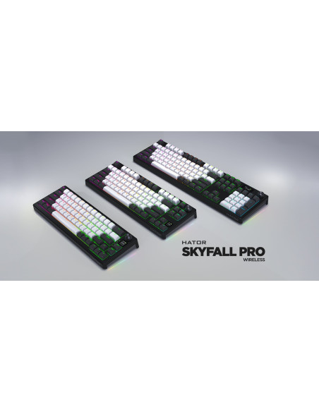 Hator Skyfall Pro Wireless 100 Klawiatura Gaming Usb + Rf Wireless + Bluetooth Qwerty Us English Czarny, Szary