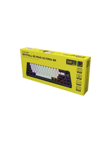 Hator Skyfall 65 Mag Ultima 8K Wireless Klawiatura Gaming Usb + Rf Wireless + Bluetooth Qwerty Us English Czarny, Biały