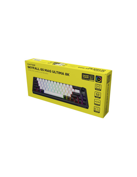 Hator Skyfall 65 Mag Ultima 8K Wireless Klawiatura Gaming Usb + Rf Wireless + Bluetooth Qwerty Us English Czarny, Biały
