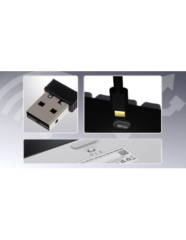 Hator Skyfall 65 Mag Ultima 8K Wireless Klawiatura Gaming Usb + Rf Wireless + Bluetooth Qwerty Us English Czarny, Biały