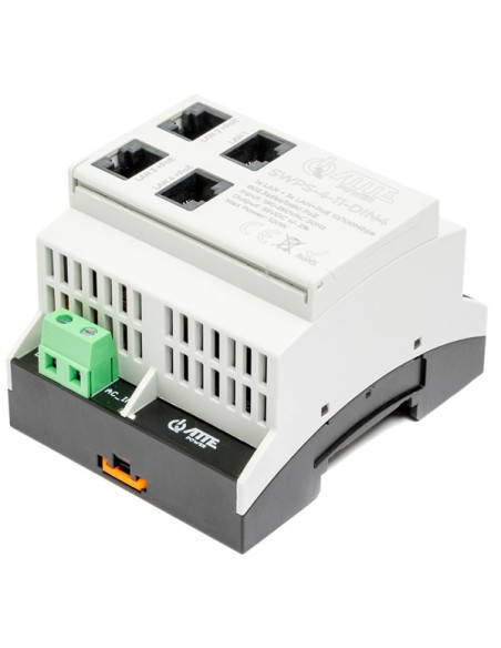 Switch Poe 4 Portowy Z Wbudowanym Zasilaczem Na Szynę Th35 Atte Swps-4-11-Din4