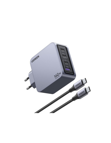 Ugreen Nexode Pro 160W Gan Charger With Usb-C Cable Uniwersalne Czarny, Szary Prąd Przemienny Szybkie Ładowanie Wewnętrzna
