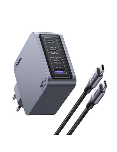 Ugreen Nexode Pro 160W Gan Charger With Usb-C Cable Uniwersalne Czarny, Szary Prąd Przemienny Szybkie Ładowanie Wewnętrzna