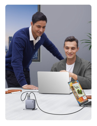 Ugreen Nexode Pro 160W Gan Charger With Usb-C Cable Uniwersalne Czarny, Szary Prąd Przemienny Szybkie Ładowanie Wewnętrzna