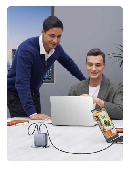 Ugreen Nexode Pro 160W Gan Charger With Usb-C Cable Uniwersalne Czarny, Szary Prąd Przemienny Szybkie Ładowanie Wewnętrzna