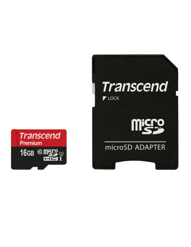 Sd Microsd Card  16Gb Transcend Sdhc Uhs1 W/Adapter
