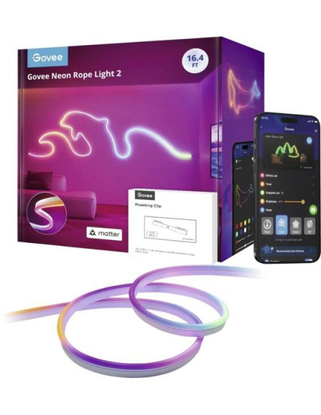 Govee Taśma Led 5M Neon Rope Light 2 Z Obsługą: Matter, Homekit, Google, Alexa, Smartthings H61D5301
