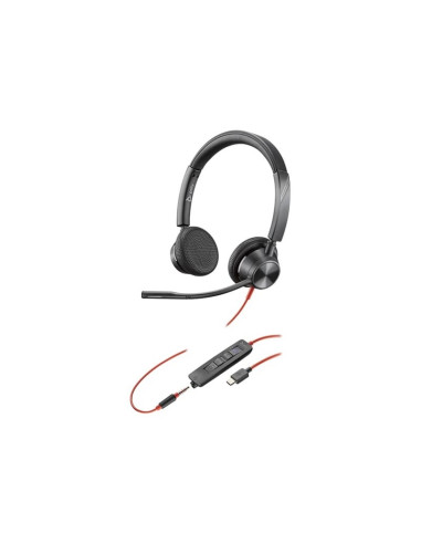 Hp Poly Zestaw Słuchawkowy Stereo Poly Blackwire 3325 Usb-C Z Certyfikatem Microsoft Teams + Wtyczka 3,5 Mm + Przejściówka Usb-C