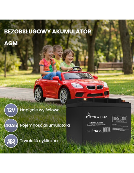 Extralink Akumulator Bezobsługowy Agm 12V 40Ah