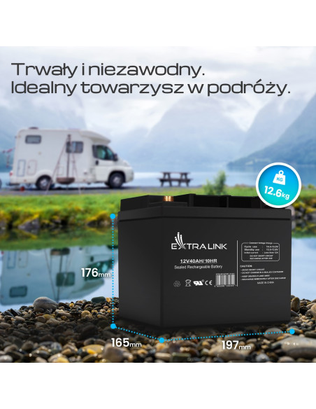 Extralink Akumulator Bezobsługowy Agm 12V 40Ah