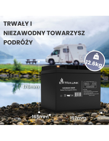 Extralink Akumulator Bezobsługowy Agm 12V 40Ah