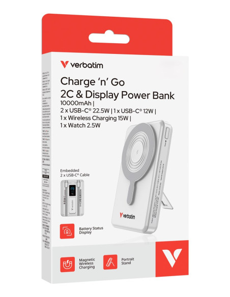 Verbatim 32273 Bank Mocy Litowo-Polimerowy (Lipo) 10000 Mah Bezprzewodowe Ładowanie Srebrny
