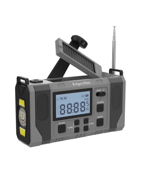 Radio Solarne, Przenośne Radio Awaryjne Sos, Powerbank 10000Mah, Latarka, Dynamo, Kruger&Matz