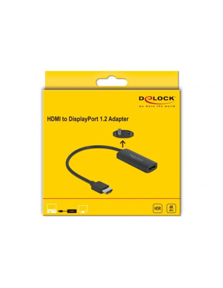 Delock Adapter Hdmi-A Męski   Displayport Żeński Czarny