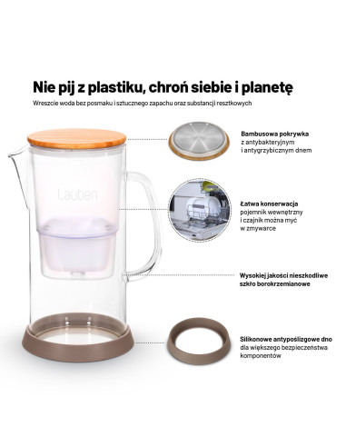 Dzbanek Filtrujący Lauben Glass Water Filter Jug 32Gw