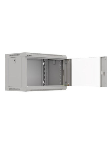 Lanberg Szafa Instalacyjna Rack Wisząca 19" 6U 540X350 Szara Drzwi Przeszklone (Flat Pack)