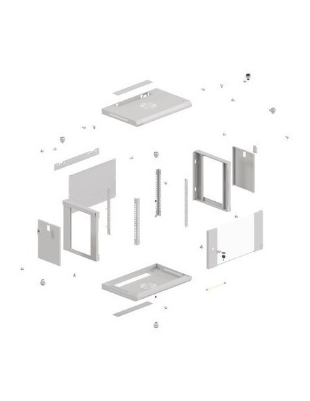 Lanberg Szafa Instalacyjna Rack Wisząca 19" 6U 540X350 Szara Drzwi Przeszklone (Flat Pack)