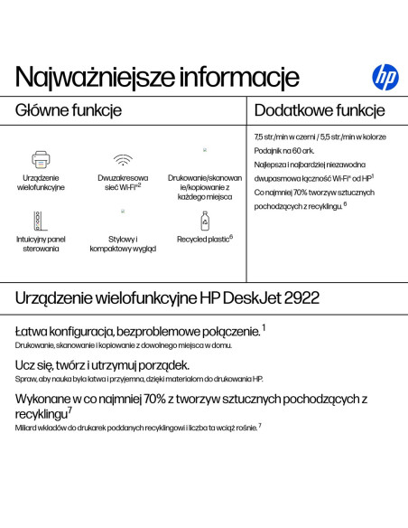 Urządzenie Wielofunkcyjne Hp Deskjet 2922 (A24Hvb)