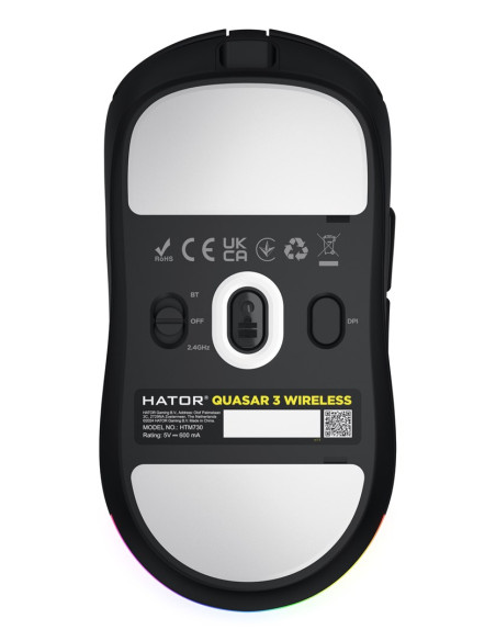 Hator Quasar 3 Wireless Myszka Gaming Oburęczny Rf Wireless + Bluetooth + Usb Type-A Optyczny 12000 Dpi
