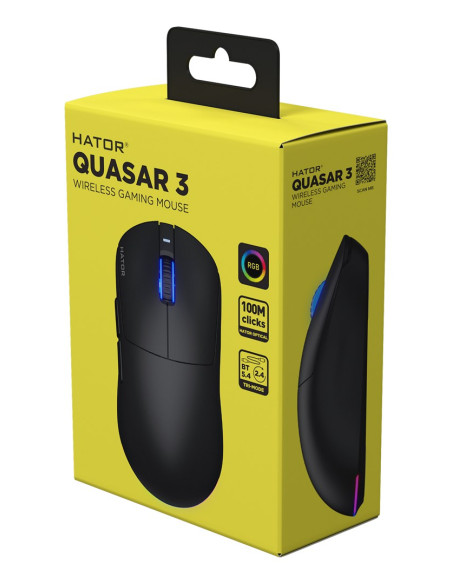 Hator Quasar 3 Wireless Myszka Gaming Oburęczny Rf Wireless + Bluetooth + Usb Type-A Optyczny 12000 Dpi
