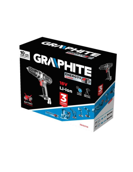 Wiertarko-Wkrętarka Udarowa Graphite 58G010 Akumulatorowa Energy+ 18V 1250 Rpm