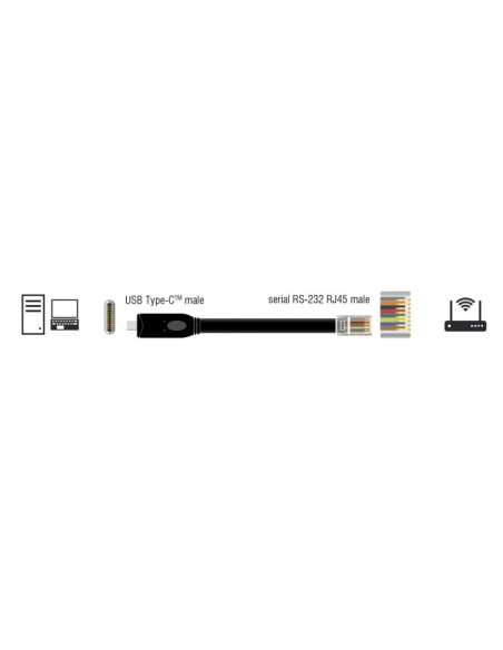 Delock 63912 Kabel Równoległy Czarny 2 M Usb Type-C Rj45