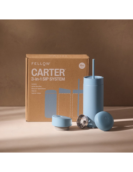 Kubek Termiczny 473 Ml Carter Move Mug 3W1 +3 Nakrętki Fellow Pudrowy Niebieski