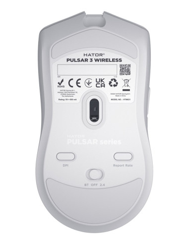 Hator Pulsar 3 Wireless Myszka Gaming Oburęczny Rf Wireless + Bluetooth + Usb Type-C Optyczny 12000 Dpi