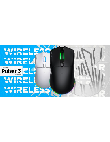 Hator Pulsar 3 Wireless Myszka Gaming Oburęczny Rf Wireless + Bluetooth + Usb Type-C Optyczny 12000 Dpi