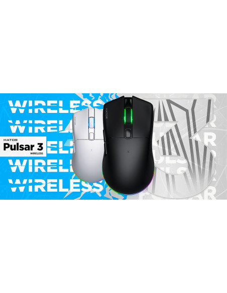 Hator Pulsar 3 Wireless Myszka Gaming Oburęczny Rf Wireless + Bluetooth + Usb Type-C Optyczny 12000 Dpi