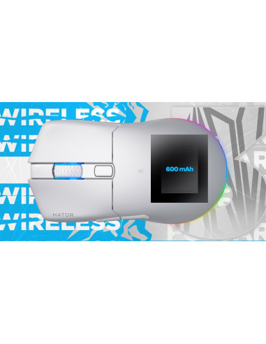 Hator Pulsar 3 Wireless Myszka Gaming Oburęczny Rf Wireless + Bluetooth + Usb Type-C Optyczny 12000 Dpi