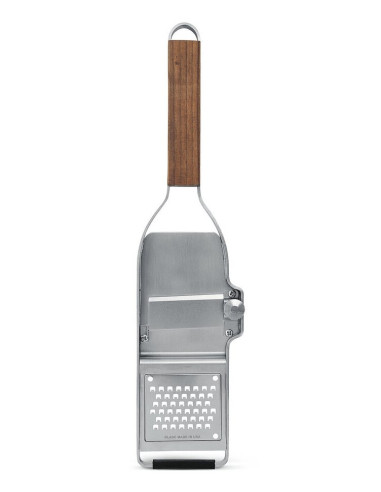 Microplane 43313 Ręczna Tarka / Spiralizer Tarka Z Uchwytem Srebrny, Drewno