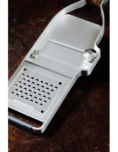 Microplane 43313 Ręczna Tarka / Spiralizer Tarka Z Uchwytem Srebrny, Drewno
