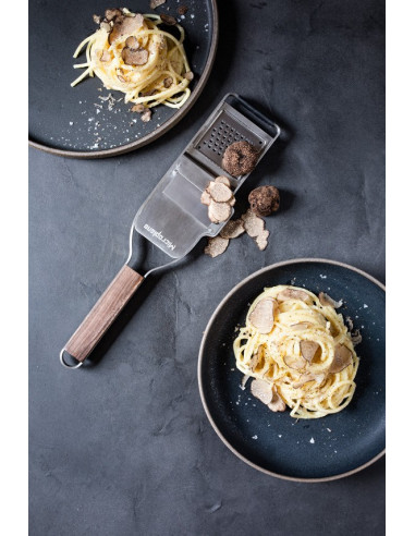Microplane 43313 Ręczna Tarka / Spiralizer Tarka Z Uchwytem Srebrny, Drewno