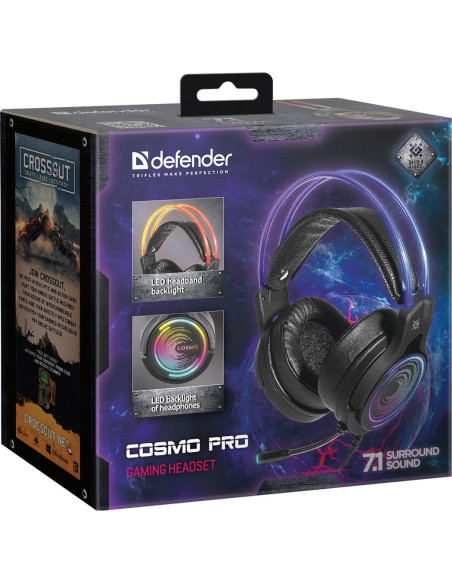 Defender Słuchawki Nauszne Z Mikrofonem Cosmo Pro 7.1 Podświetlenie Rgb 64536