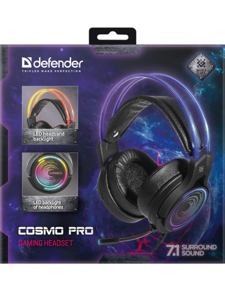 Defender Słuchawki Nauszne Z Mikrofonem Cosmo Pro 7.1 Podświetlenie Rgb 64536
