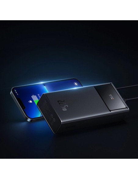 Powerbank Baseus Enerfill Fp41 30000Mah 22.5W Z Kablem Baseus Simple Usb-A - Usb-C 3A 30Cm - Czarny