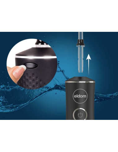 Eldom Irygator Ry200C 230 Ml Bezprzewodowy, Czas Prcy 60 Min. Czas Ładowania Ok. 6 H ,Etui Podróżne, Przewód Usb, Ipx7 Czarny
