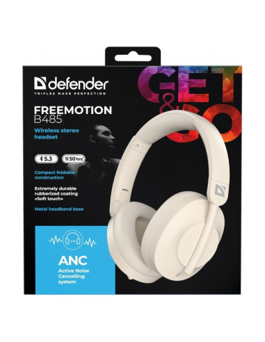 Defender Słuchawki Bluetooth Freemotion B485 Anc Beżowe 63486